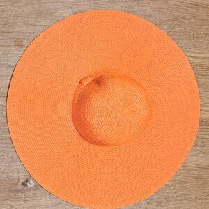 Odiva Oversize Orange Wide brim Straw Hat